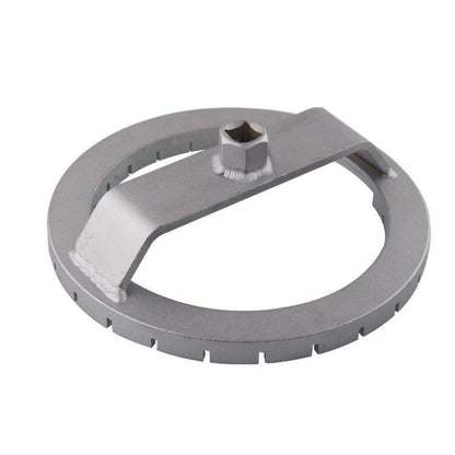 Fuel tank cap removal tool with hex bit, gray steel, ring-style wrench