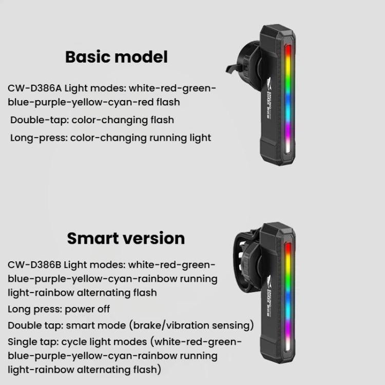 Outdoor Bike Colorful Taillight Night Warning Light For Mountain & Road Bikes, SMILING SHARK CW-D386A Basic Version, SMILING SHARK CW-D386B Smart Version