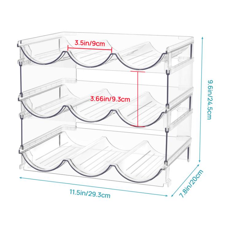 Household Wine Storage Rack Transparent Stackable Water Bottle Organizer, 3-Unit, 4-Unit