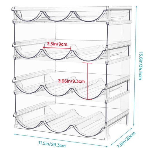 Household Wine Storage Rack Transparent Stackable Water Bottle Organizer, 3-Unit, 4-Unit