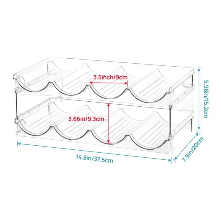 Household Wine Storage Rack Transparent Stackable Water Bottle Organizer, 3-Unit, 4-Unit
