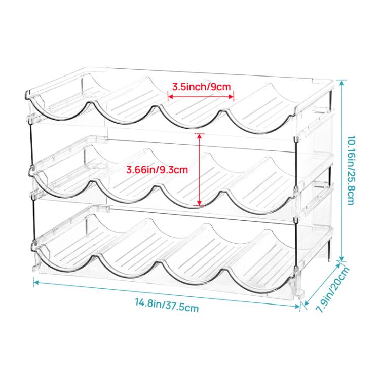 Household Wine Storage Rack Transparent Stackable Water Bottle Organizer, 3-Unit, 4-Unit