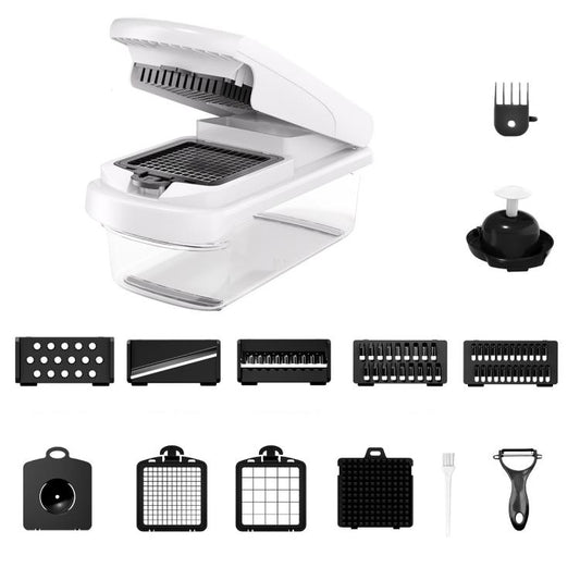 Multi-Function Vegetable Chopper Mandoline Slicer Upgrade Lock Design & Finger Guard, 15 In 1 Gray Green, 15 In 1 Black Cover, 15 In 1 White Cover, 15 In 1 White Green, 18 In 1 White Cover, 18 In 1 Black Cover