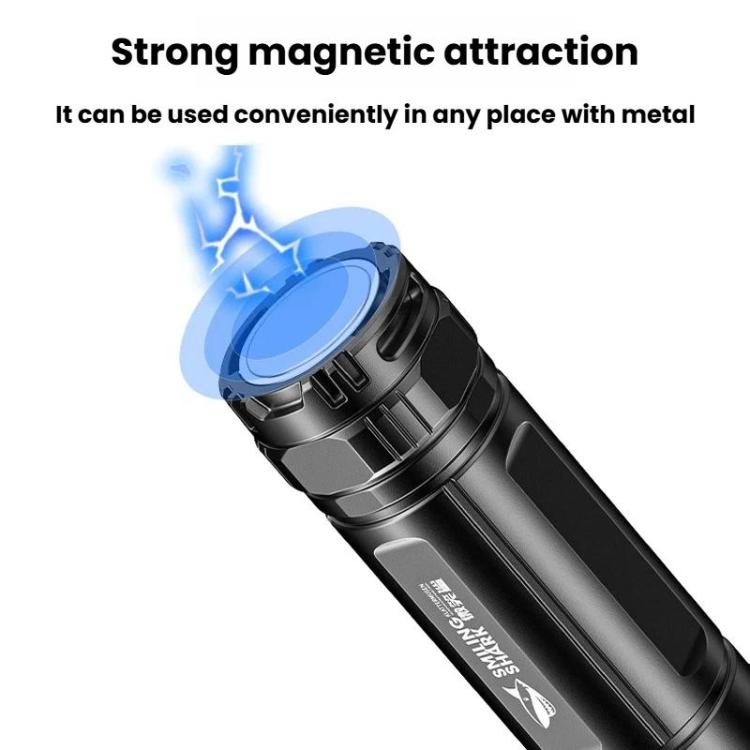 SMILING SHARK High-Brightness Flashlight With Power Display Outdoor Long-Range Spotlight, Rainbow Side Light, COB Side Light