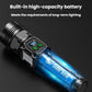 SMILING SHARK High-Brightness Flashlight With Power Display Outdoor Long-Range Spotlight, Rainbow Side Light, COB Side Light