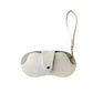 Hanging PU leather eyeglasses case with wrist strap and snap front, white pebble texture