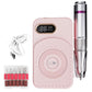 BLUEQUE portable rechargeable nail file, pink base with LCD display and metal handle