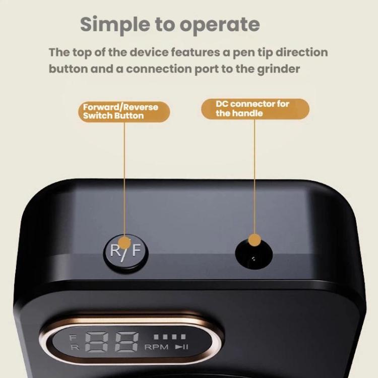 Black nail file base top panel with speed display and control buttons