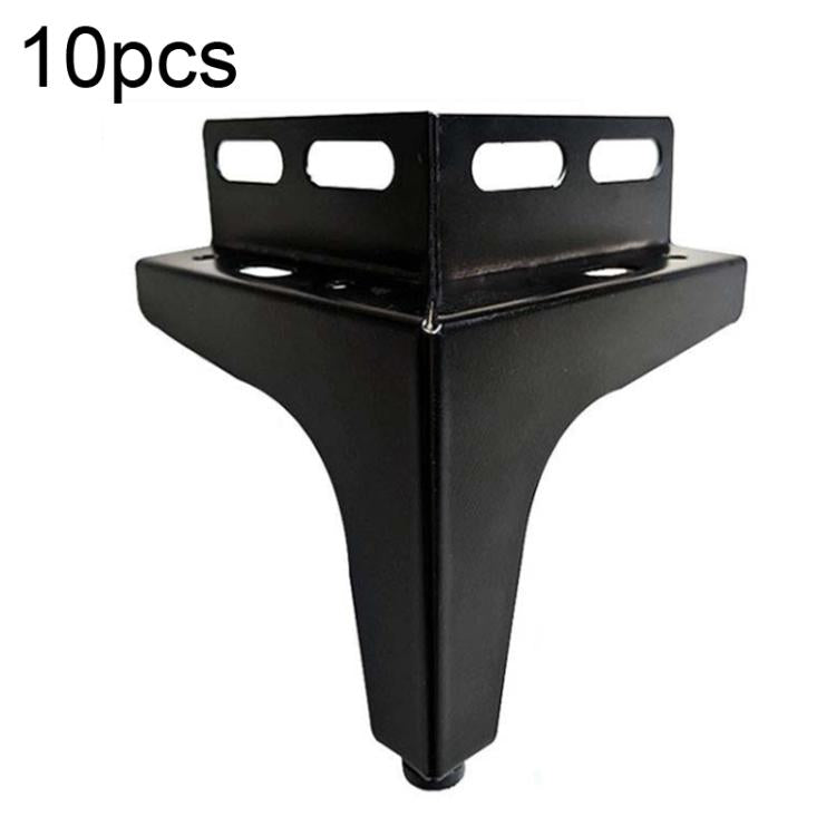 Black metal three-pronged corner brackets with screw-ready mounting holes