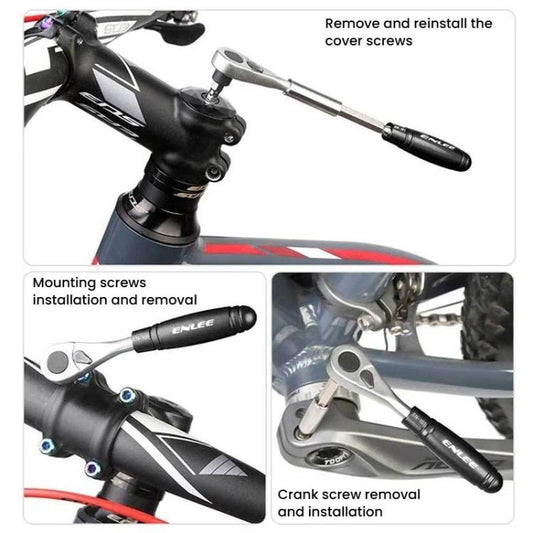 ENLEE 10pcs Bike Ratchet Wrench Repair Kit Multi-Functional Tire Repair Emergency Tool Set, 10pcs
