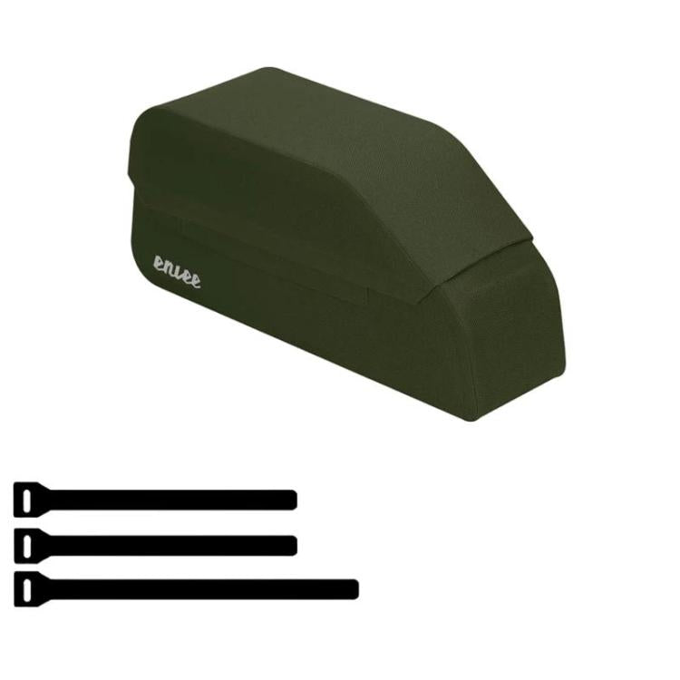 Green bike magnetic flip-top frame bag with hinged top and front logo