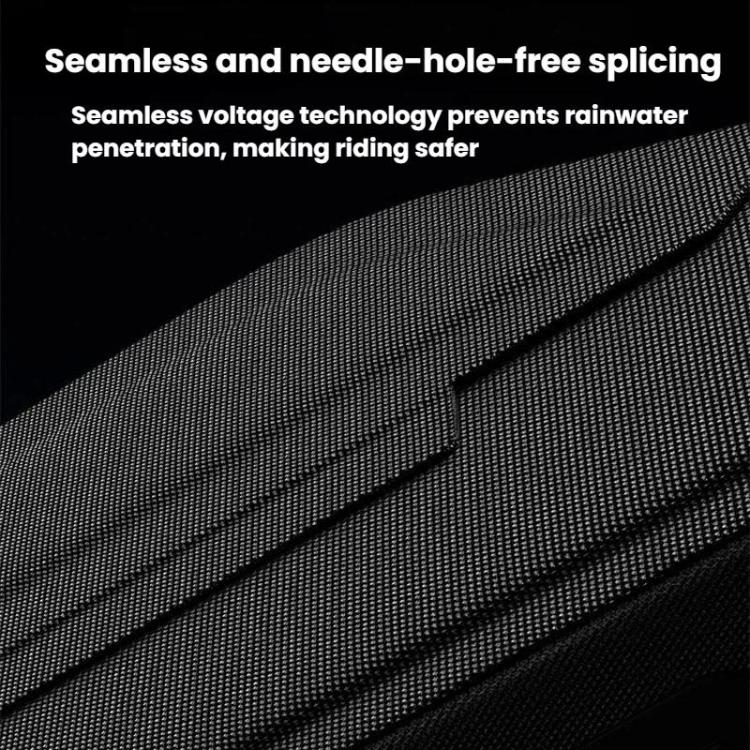 Black waterproof bike frame tube bag, textured fabric and seam details