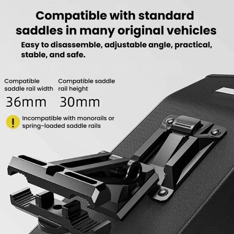Quick-release saddle mounting bracket with adjustable rail compatibility guide