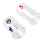 Clear water tanks with black rims and blue/red latch lids, wet vacuum accessory set
