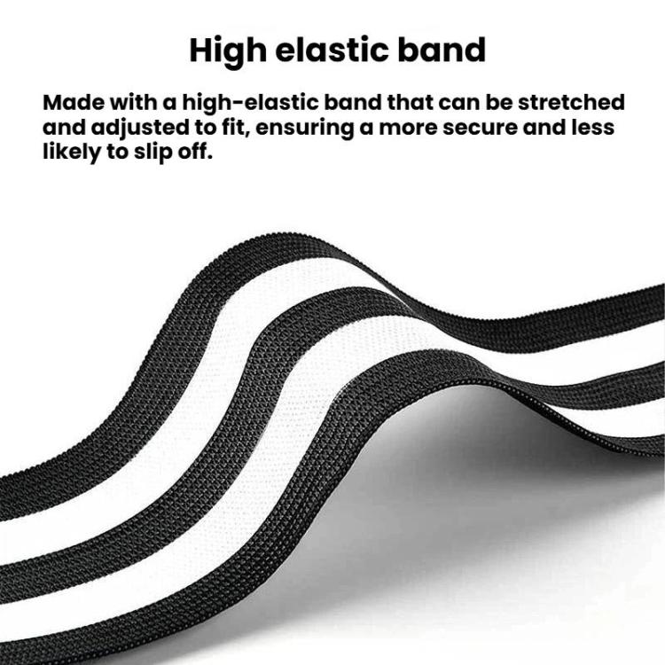 Stretch elastic ankle strap with black base and white reflective stripes