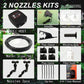 2-nozzle terrarium misting kit with controller, adapter, suction cup, and tubing pieces