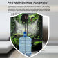 WiFi misting system controller showing protection time function over a misted terrarium