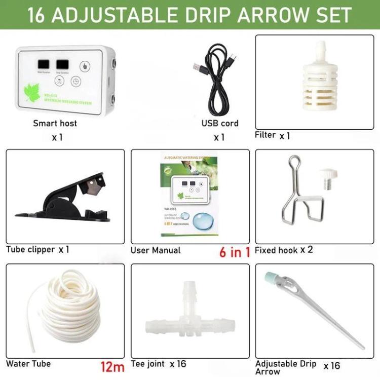WD-01CS Adjustable Drip Arrow App-Controlled Watering Device Automatic Timed Irrigation Tool, USB, US Plug, UK Plug