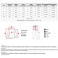 Motorcycle rain suit size chart with measurement guide and recommended weight ranges