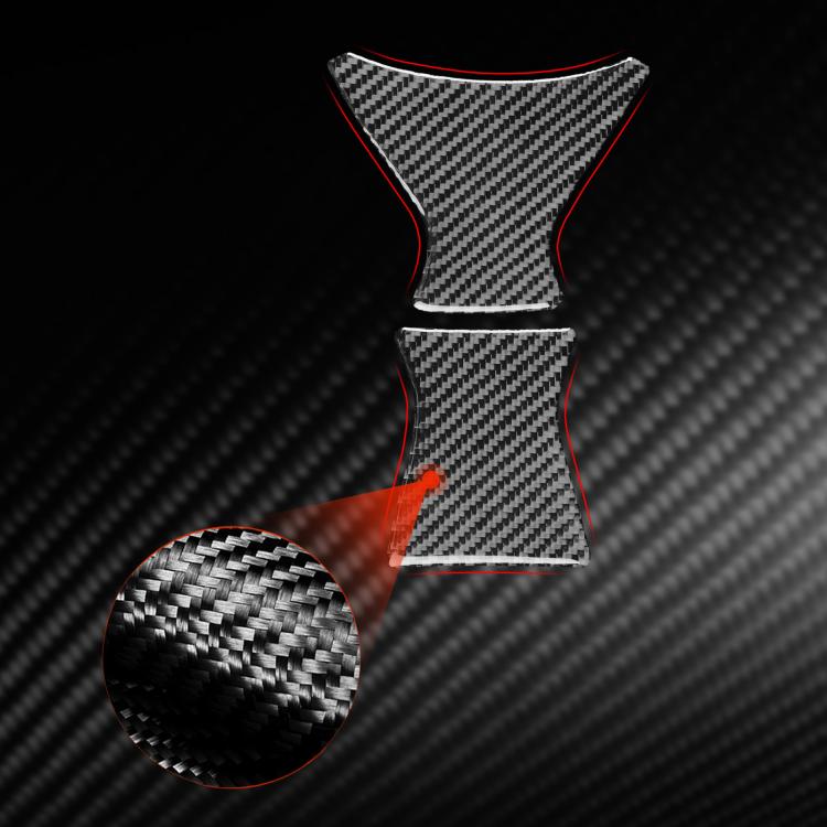 2-piece carbon-fiber center sticker set, black textured pieces with red guide marks