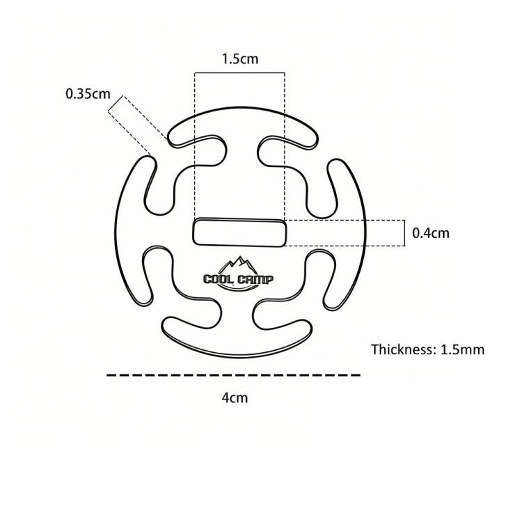 Stainless steel rope clip size diagram, 4 cm diameter, 1.5 mm thickness