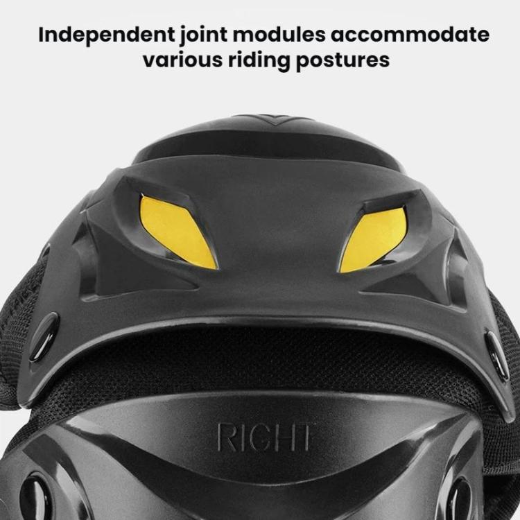 Black elbow pad with molded shell and yellow reflective side vents