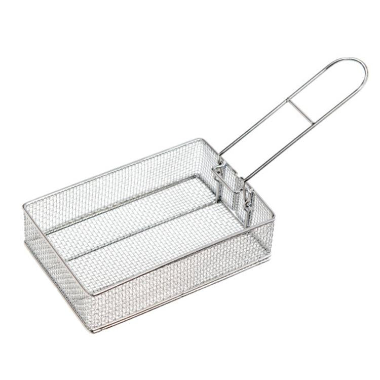 COOL CAMP camping stainless steel foldable strainer basket with long handle