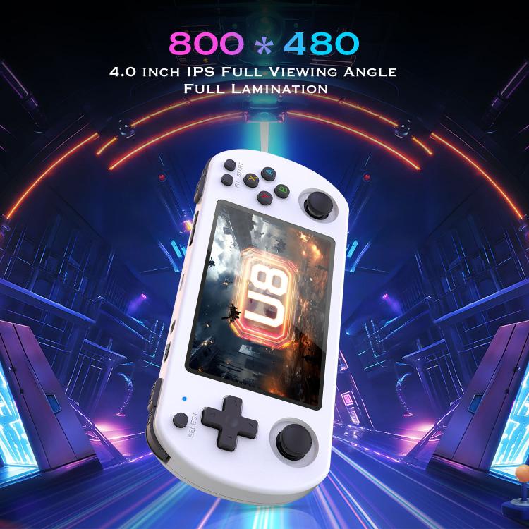 White retro handheld game console in vertical view with touchscreen and game controls