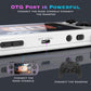 White portable handheld game console with controller controls and side ports