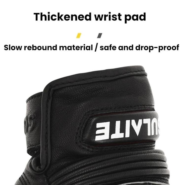 Motorcycle leather glove wrist pad with embossed logo patch, black
