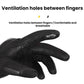 Motorcycle leather glove fingers with ventilation openings, black