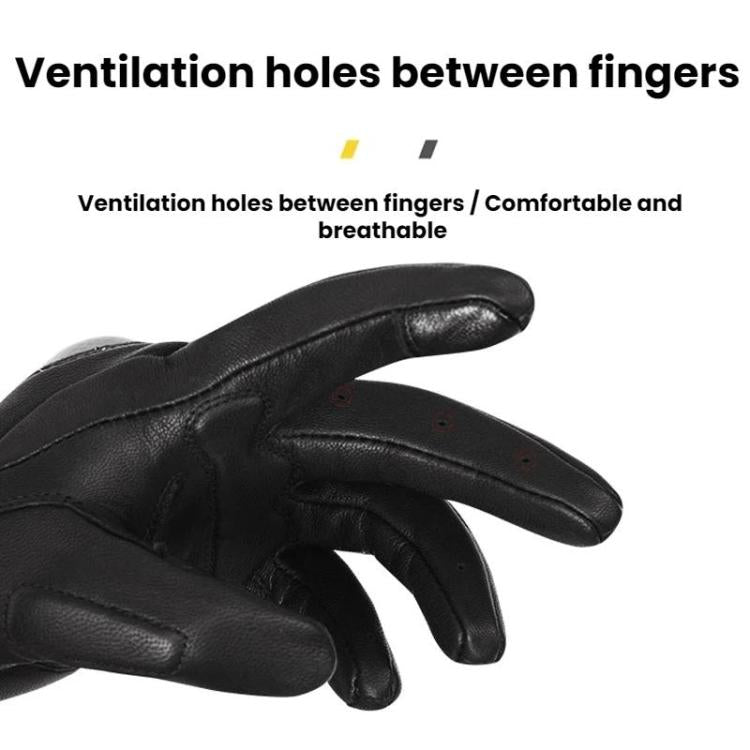 Motorcycle leather glove fingers with ventilation openings, black