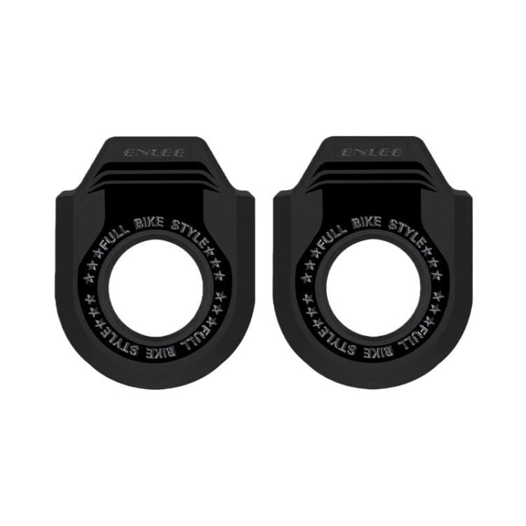 Set of black bike crank protector sleeves, round opening, ridged cap shape, 2-pack