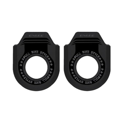 Set of black bike crank protector sleeves, round opening, ridged cap shape, 2-pack