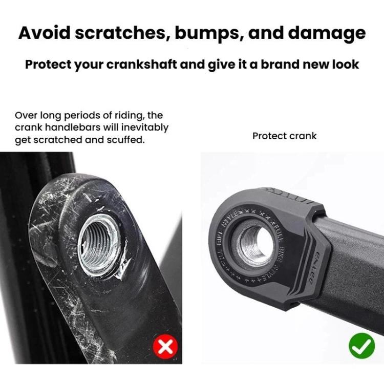 Bike crank protector sleeve protecting crankshaft on black crank arm