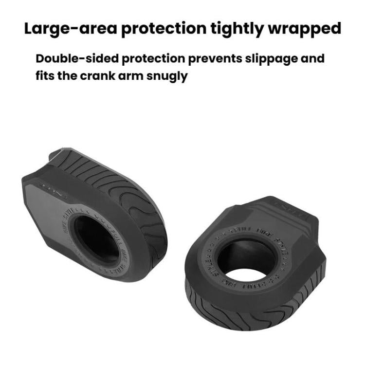 Black bike crank protector sleeve pair, snug double-sided wrap around crank arm