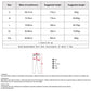 SULAITE protective riding pants size chart showing waist, height, and weight ranges