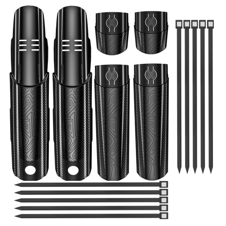 Black carbon-textured front and rear mudguards with matching clips and spare fasteners