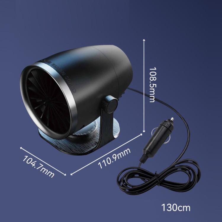 Black vehicle heater with power cable and cigarette-lighter plug