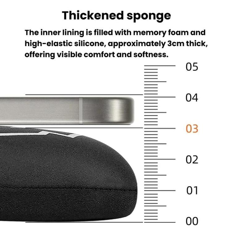 Black bike saddle cover with thick cushioned padding layer detail