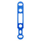 Road disc brake adapter in blue with multiple bolt holes and center slot.