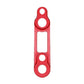 Road disc brake adapter in red with two large bolt holes and cutout.