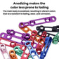 Assorted anodized road disc brake adapters with colorful clamp plates and mounting holes.