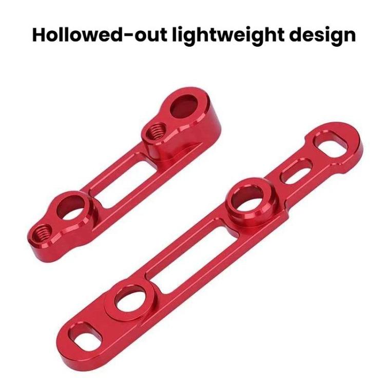 Red road disc brake adapters with hollow lightweight design and mounting holes.