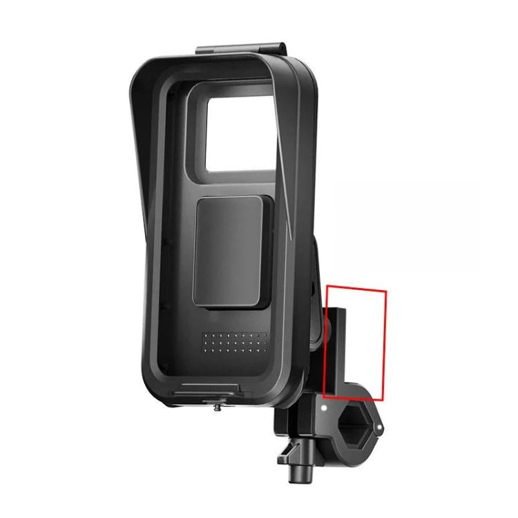Waterproof phone holder with enclosed touchscreen window and side USB charging opening