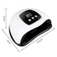 White and black nail LED curing lamp with digital display and size measurement marks