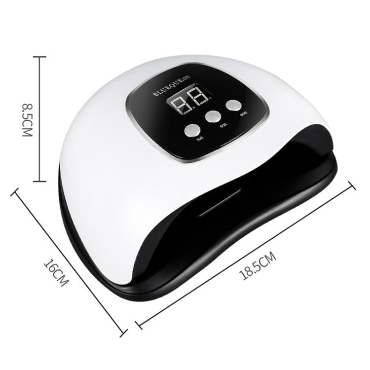 White and black nail LED curing lamp with digital display and size measurement marks