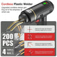 Cordless plastic welder gun with gold welding nozzle and black handle