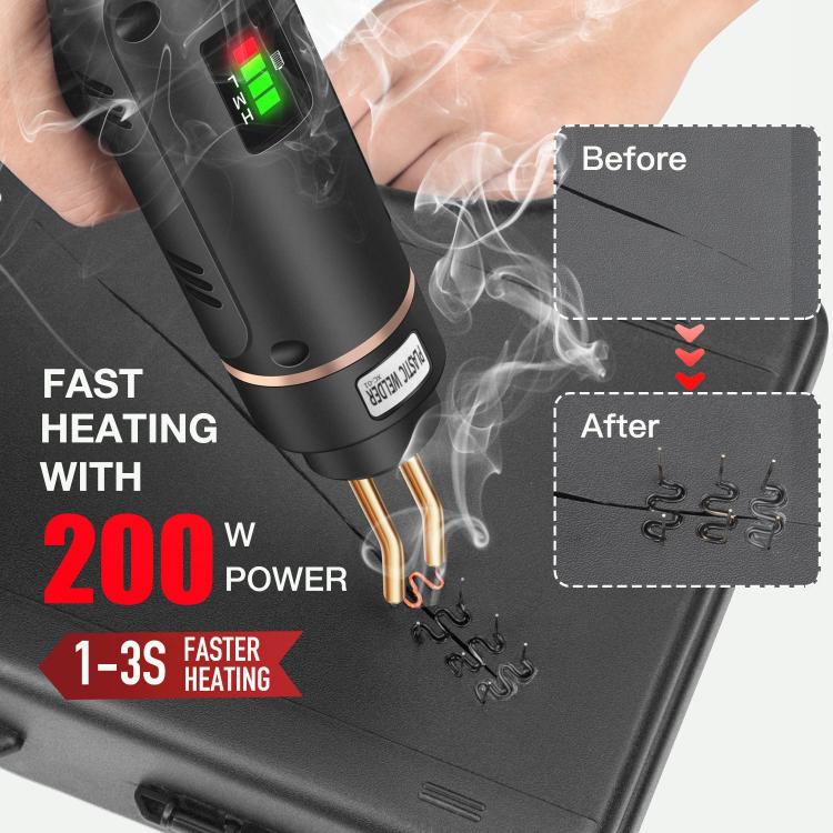 Welding gun applying pins to a panel with visible heat smoke
