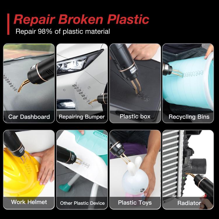 Black plastic welding gun with copper nozzle for repairing car bumper and plastics